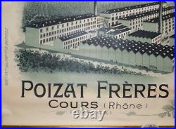 Rare Et Ancienne Affiche Manufacture Poizat Freres Cours Rhone Matelas Filature