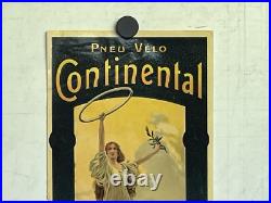 Rare Petite affiche ancienne Pneu Continental 1900 Statue Liberté Vitrophanie