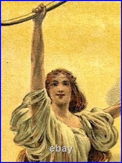 Rare Petite affiche ancienne Pneu Continental 1900 Statue Liberté Vitrophanie