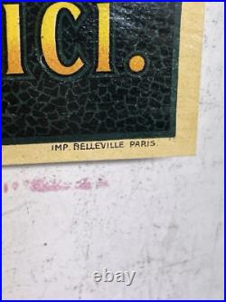 Rare Petite affiche ancienne Pneu Continental 1900 Statue Liberté Vitrophanie