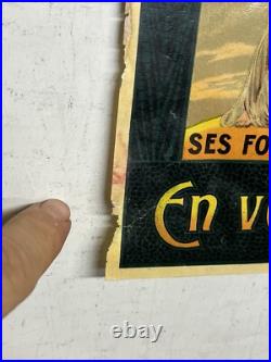 Rare Petite affiche ancienne Pneu Continental 1900 Statue Liberté Vitrophanie