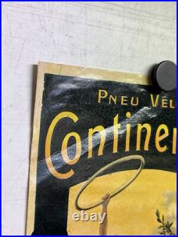 Rare Petite affiche ancienne Pneu Continental 1900 Statue Liberté Vitrophanie