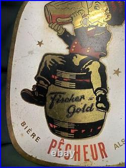 Rare Tôle Publicitaire Bière Pêcheur Alsace