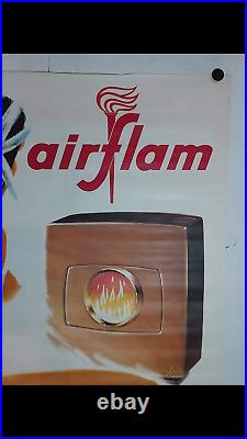 Rare affiche ancienne Air Flam vahinée par saint Génies radiateur