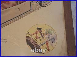 Rare affiche ancienne Cadre D'origine Citroën DS Shema Servo Frein Hydraulique