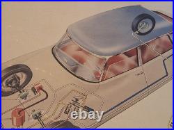Rare affiche ancienne Cadre D'origine Citroën DS Shema Servo Frein Hydraulique