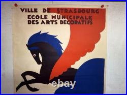 Rare affiche ancienne École des Arts Décoratifs Strasbourg Art Déco 1929 Pégase