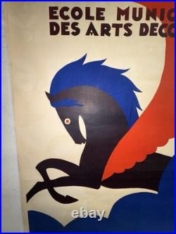 Rare affiche ancienne École des Arts Décoratifs Strasbourg Art Déco 1929 Pégase