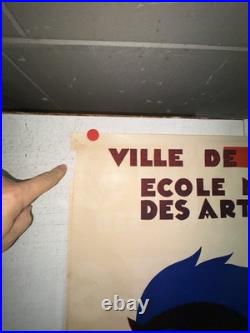 Rare affiche ancienne École des Arts Décoratifs Strasbourg Art Déco 1929 Pégase