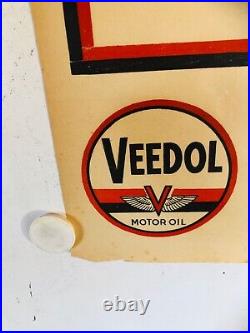 Rare affiche ancienne Veedol Motor oil moto de course bidon garage voiture