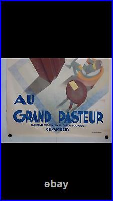 Rare affiche ancienne ameublement Au grand Pasteur art deco par Villot