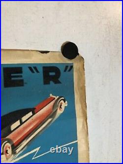 Rare affiche ancienne batterie Monoplaque par Falcucci annees 30 automobile