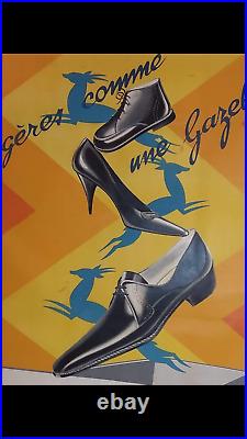 Rare affiche ancienne chaussure La gazelle art deco par Robys