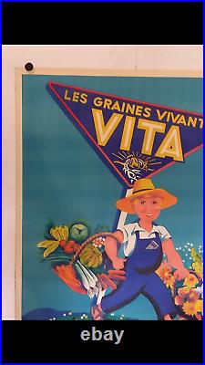 Rare affiche ancienne graines Vita jardinier fleurs légumes par Robys