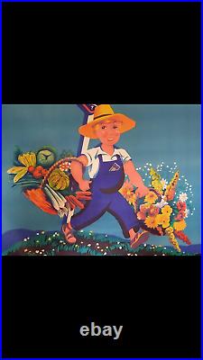 Rare affiche ancienne graines Vita jardinier fleurs légumes par Robys