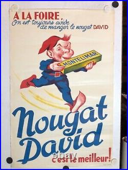Rare affiche ancienne nougat David Montelimar gnome nain 1950 s
