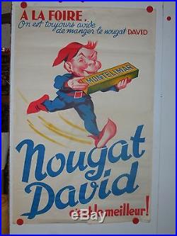 Rare affiche ancienne nougat David a Montelimar theme nain nougat gnome reims