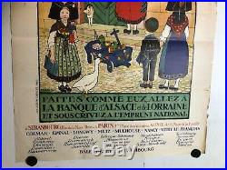 Rare affiche ancienne par Hansi banque Alsace Lorainne emprunt 1920