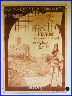 Rare affiche ancienne tourisme Fecamp Normandie 1924 par Marc Sim