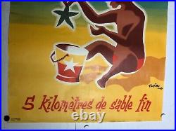 Rare affiche ancienne tourisme Malo les bains par Tiljac années 50 plage Nord