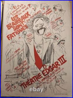 Rare affiche originale Du Théâtre Edgar Dessin De Cabu 1982