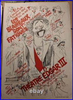 Rare affiche originale Du Théâtre Edgar Dessin De Cabu 1982