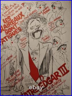 Rare affiche originale Du Théâtre Edgar Dessin De Cabu 1982