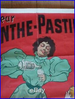 Rare ancienne affiche publicitaire liqueur menthe pastille plaque émaillée