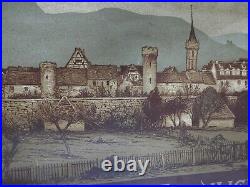 Rare ancienne affiche tourisme alsace Obernai oberehnheim Mont st Odile 1900