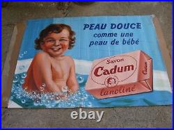 Rare ancienne grande affiche originale des années 50 savon Cadum, 159 x 117 cm
