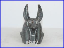 Rare ancienne statue égyptienne ancienne de tête d'Anubis dieu de la momifica