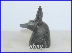 Rare ancienne statue égyptienne ancienne de tête d'Anubis dieu de la momifica