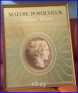 Rare carton d'enseigne Hélène Curtis 1940's 1950's pour maître posticheur