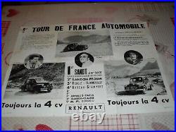Rare et ancienne affiche 4cv 1er tour de France