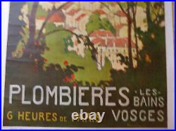 Rare modele affiche plombieres les bains 1926 paysage vosges robaudy heulluy