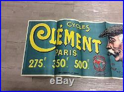 Rare petite affiche ancienne cycles clement 70cm/35cm