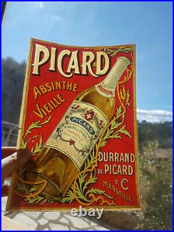 Rarissime Ancienne et originale affiche publicitaire Absinthe vieille PICARD Mar