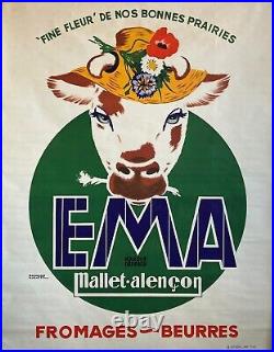 Raymond Ducatez Affiche originale EMA Mallet-Alençon- Fromages C. 1950