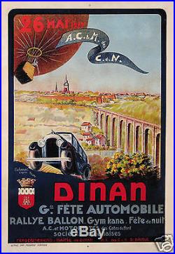 Rema Affiche Ancienne Dinan Gde Fete Automobile Rallye Ballon 1929