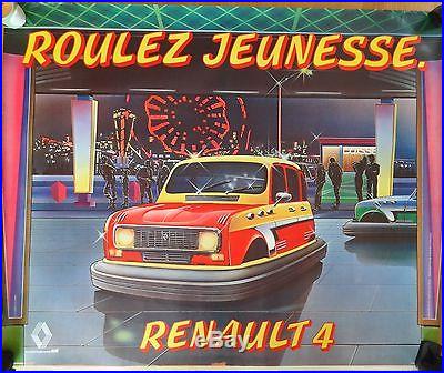 Renault 4 R4 Affiche Roulez Jeunesse (Format Abribus)