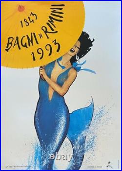 René Gruau, 1993 RIMINI BAGNI Affiche Vintage Originale 98 X 69 Cm