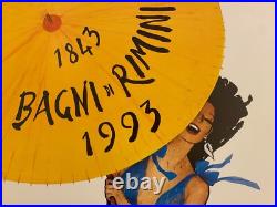 René Gruau, 1993 RIMINI BAGNI Affiche Vintage Originale 98 X 69 Cm