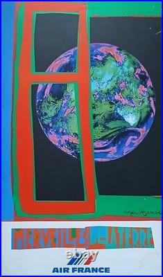 Roger Bezombes Air France Merveilles de la Terre Mourlot Paris, 1980, 100×60 cm