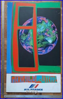 Roger Bezombes Air France Merveilles de la Terre Mourlot Paris, 1980, 100×60 cm