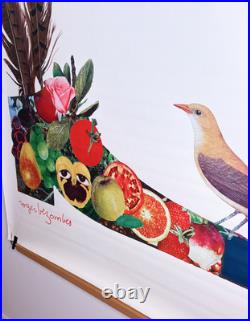 Roger Bezombes Bally 175x120 Chaussure Fleurs & Oiseaux Vintage 1980 Publicité