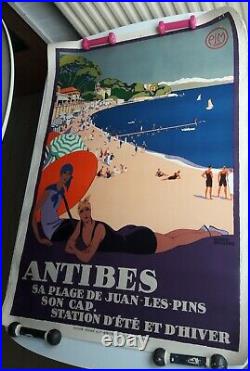 Roger Broders PLM ANTIBES affiche ancienne 1928