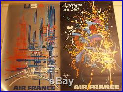 Série de 14 Affiche publicitaires originales Air France signées Georges Mathieu