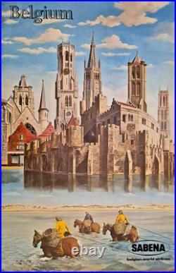 SABENA Affiche originale Illustration Rondas 100 × 65,5 cm 1972