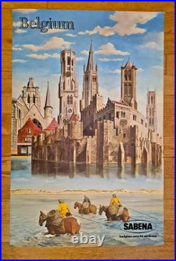 SABENA Affiche originale Illustration Rondas 100 × 65,5 cm 1972