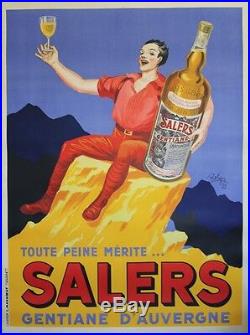 SALERS GENTIANE D'AUVERGNE Affiche originale entoilée Litho ROBYS 1935